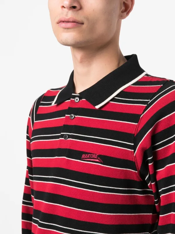 Martine Rose Striped long-sleeve Polo Shirt - Farfetch