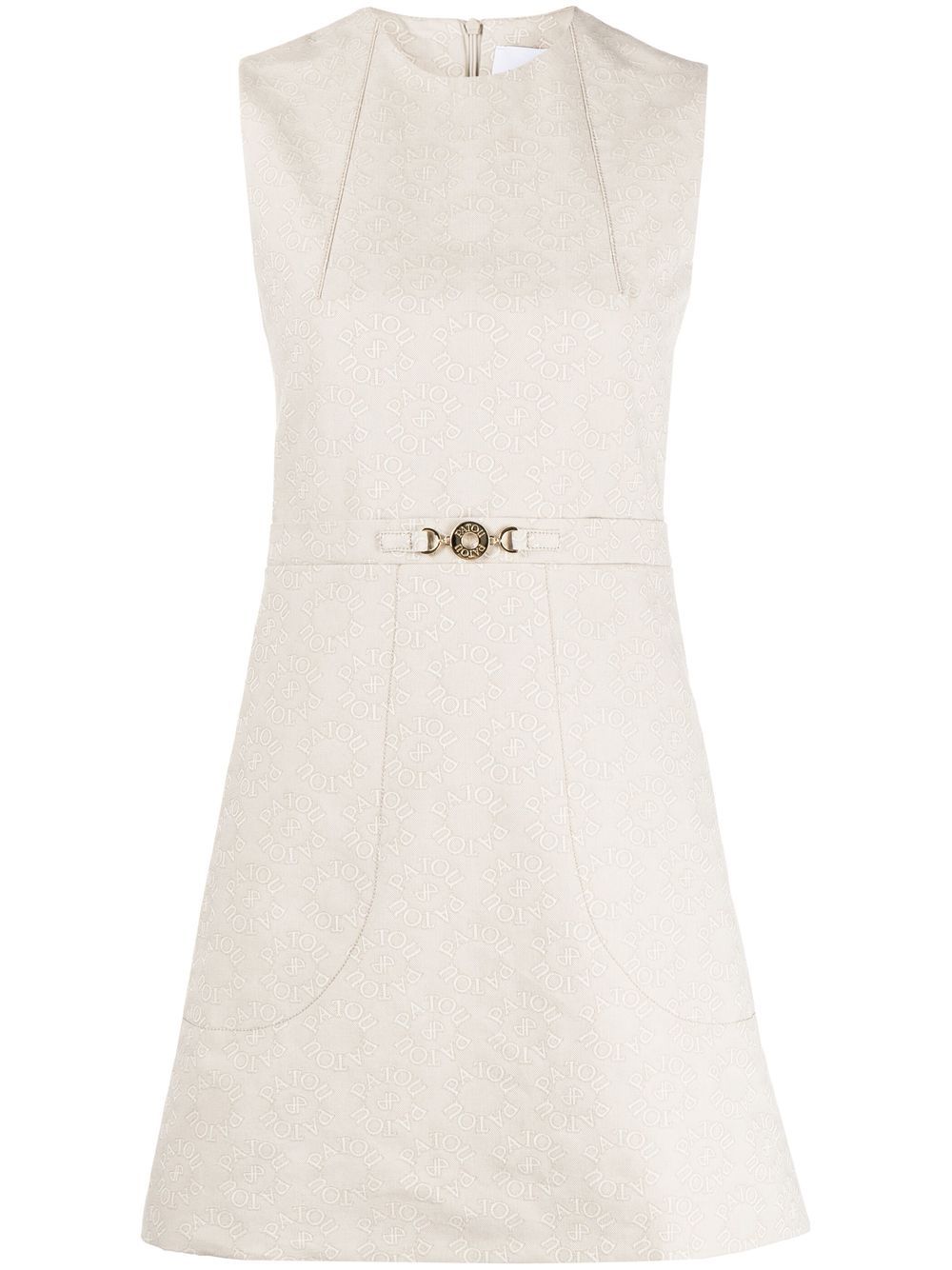 Shop Patou Logo-jacquard Cotton A-line Minidress In Nude