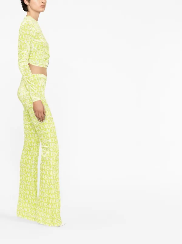 Versace logo-print cut-out Crop Top | Green | FARFETCH