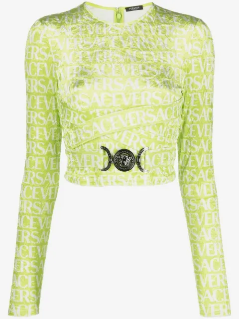 Versace top corto con logo estampado