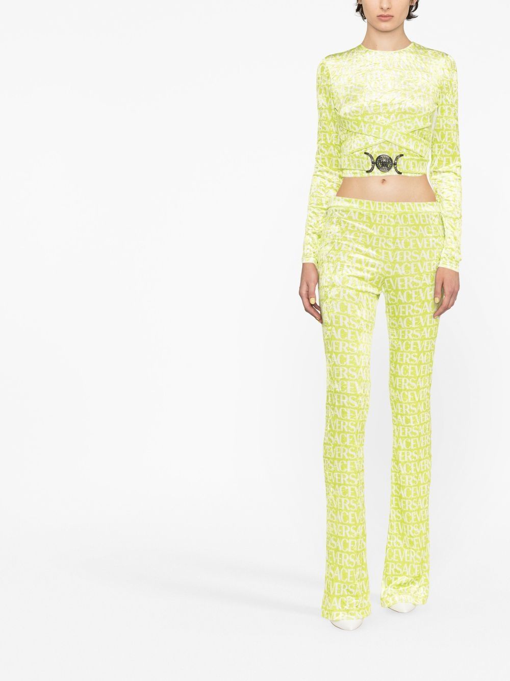 Versace Broek met logoprint - Groen