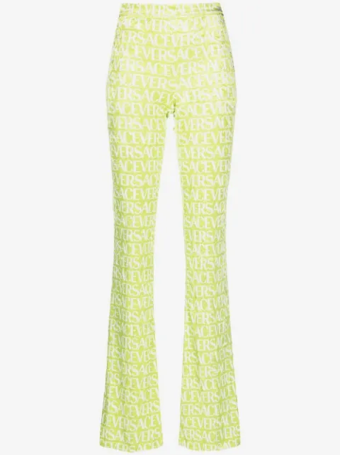 Versace logo-print flared trousers