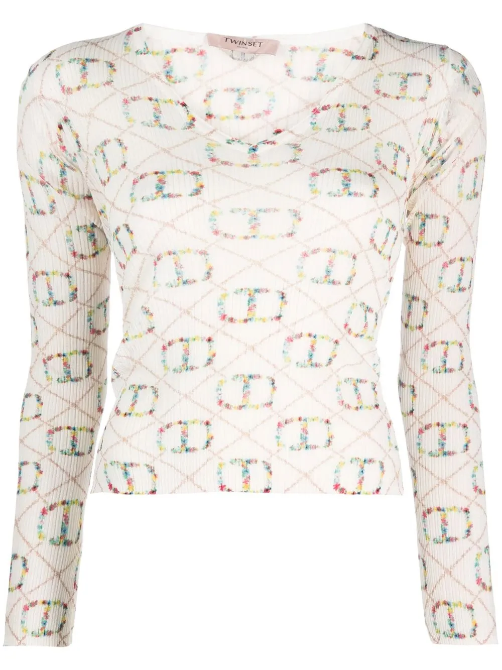 

TWINSET logo-print knitted top - Neutrals