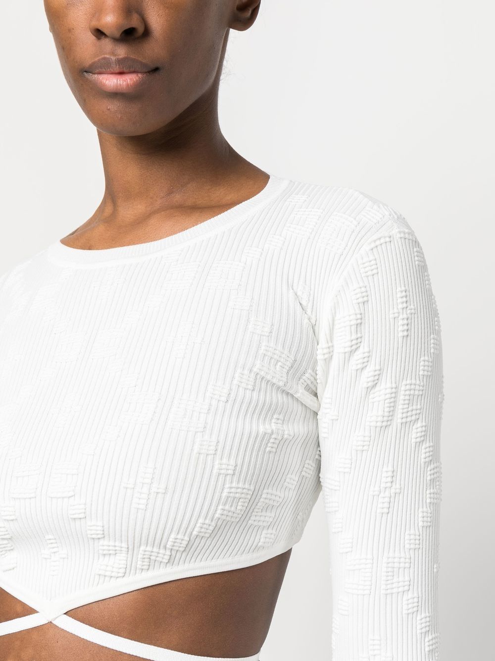 Shop Elisabetta Franchi Rear-tie Ribbed Crop Top In White