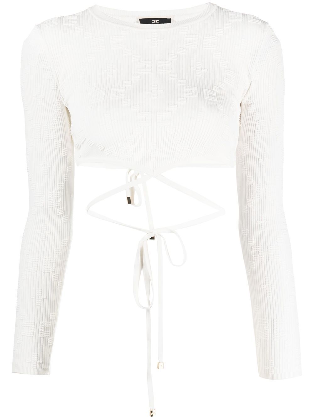 Elisabetta Franchi rear-tie ribbed crop top - White