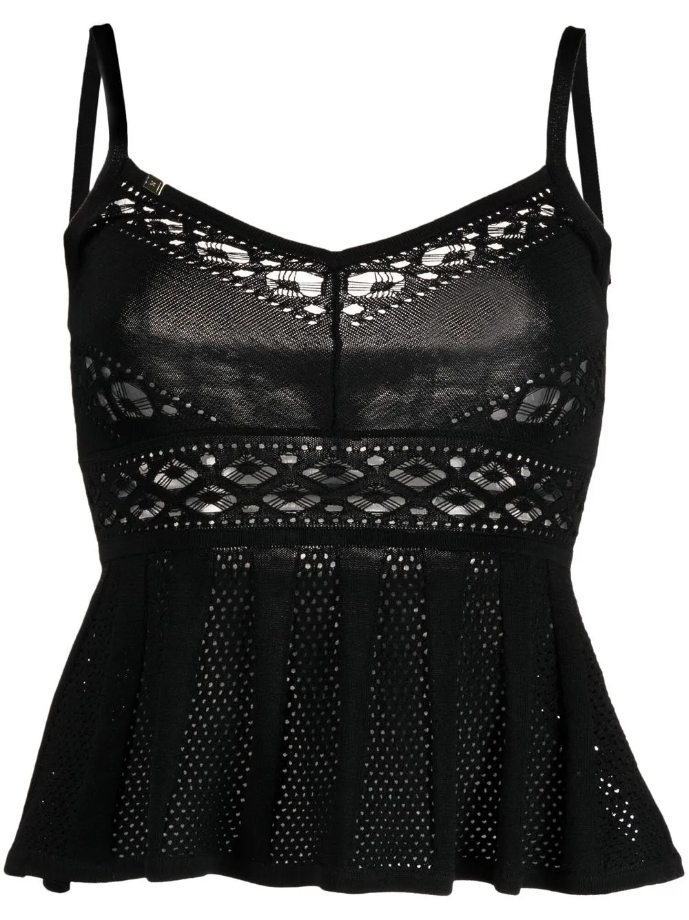 

Elisabetta Franchi crochet peplum top - Black