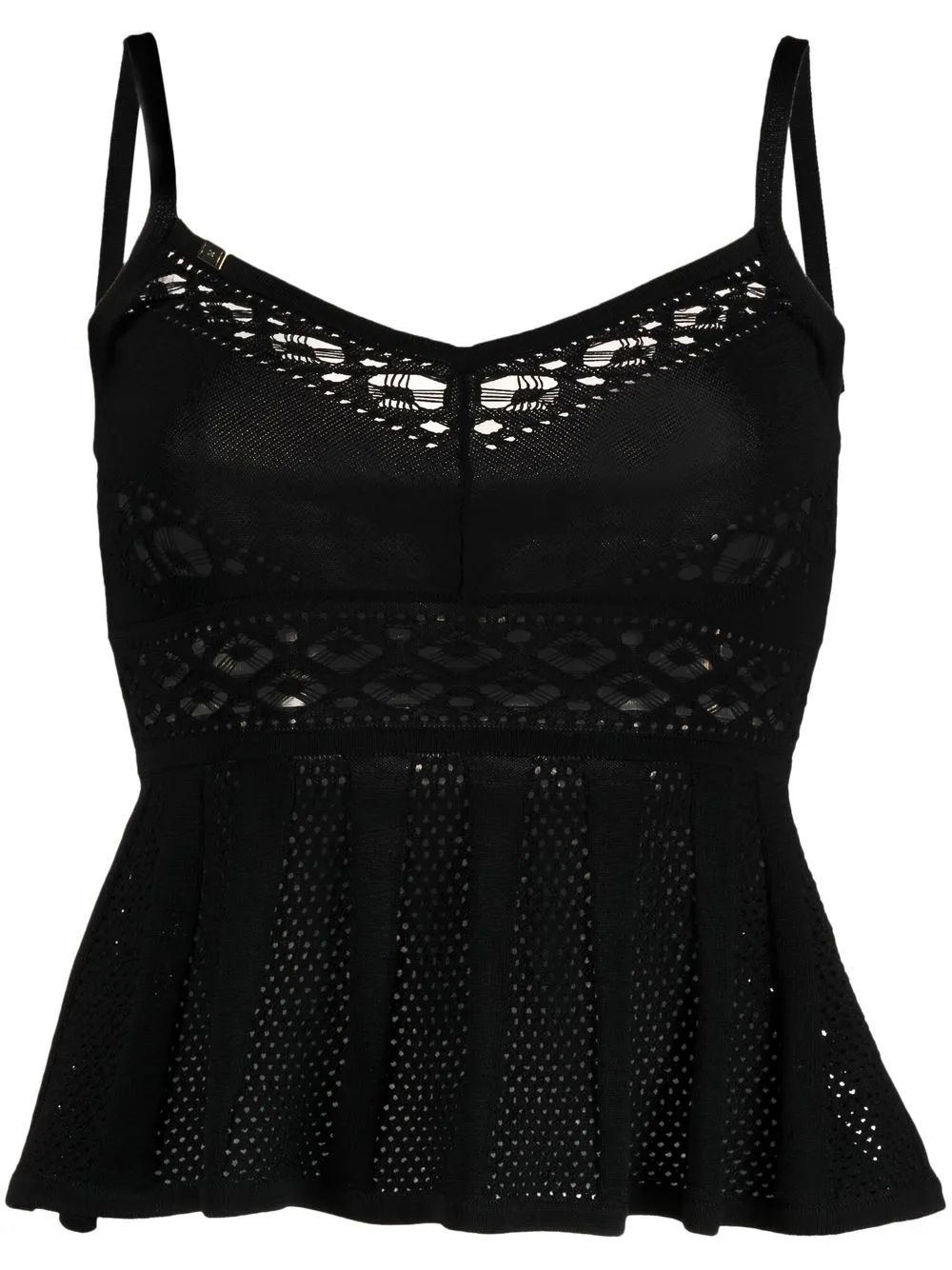 

Elisabetta Franchi top de crochet con peplum - Negro