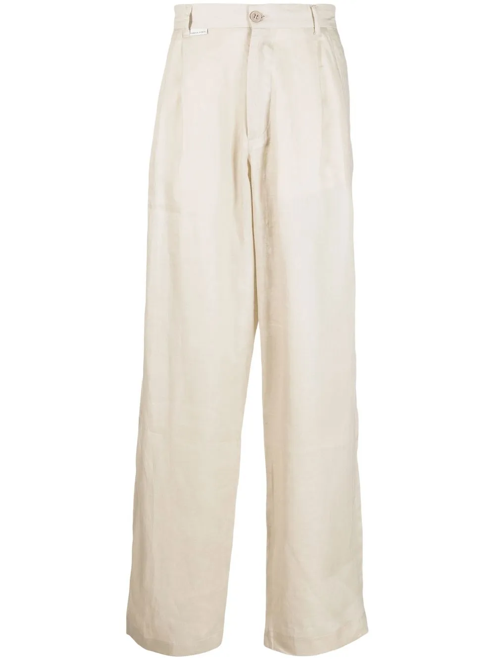 

Family First linen semi-sheer straight leg trousers - Neutrals