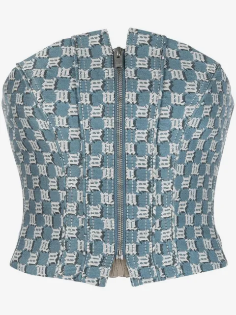 MISBHV monogram-jacquard strapless corset top