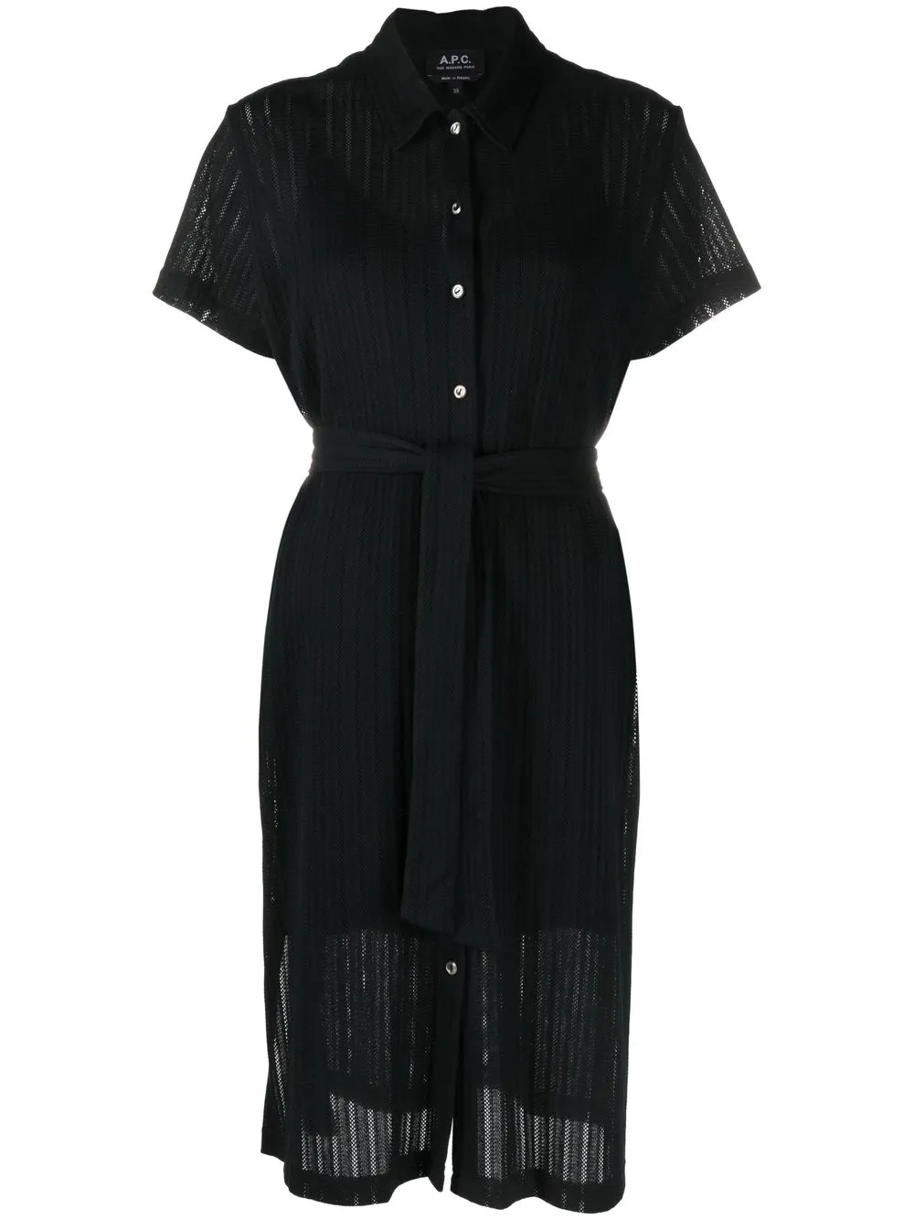 

A.P.C. vestido camisero midi en tejido flojo - Negro