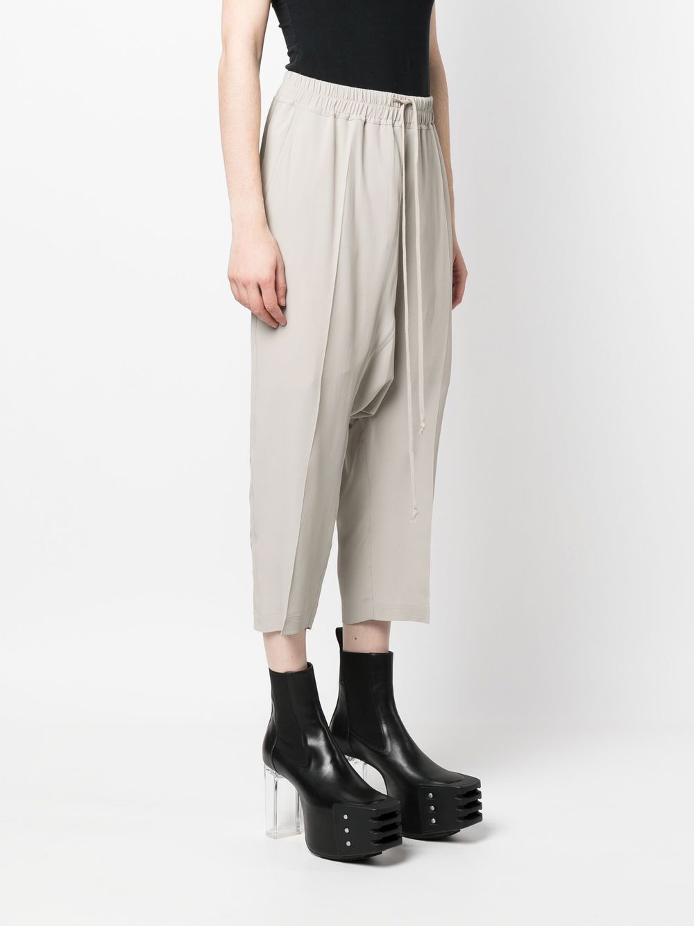 Shop Rick Owens Drop-crotch Cropped Trousers In Neutrals