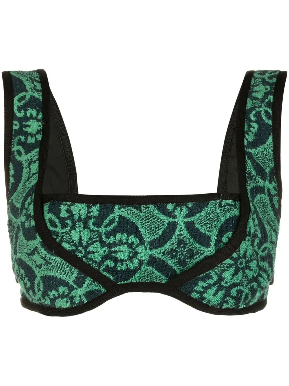 Marine Serre Bedrucktes Bralette Aus Frottee In Green