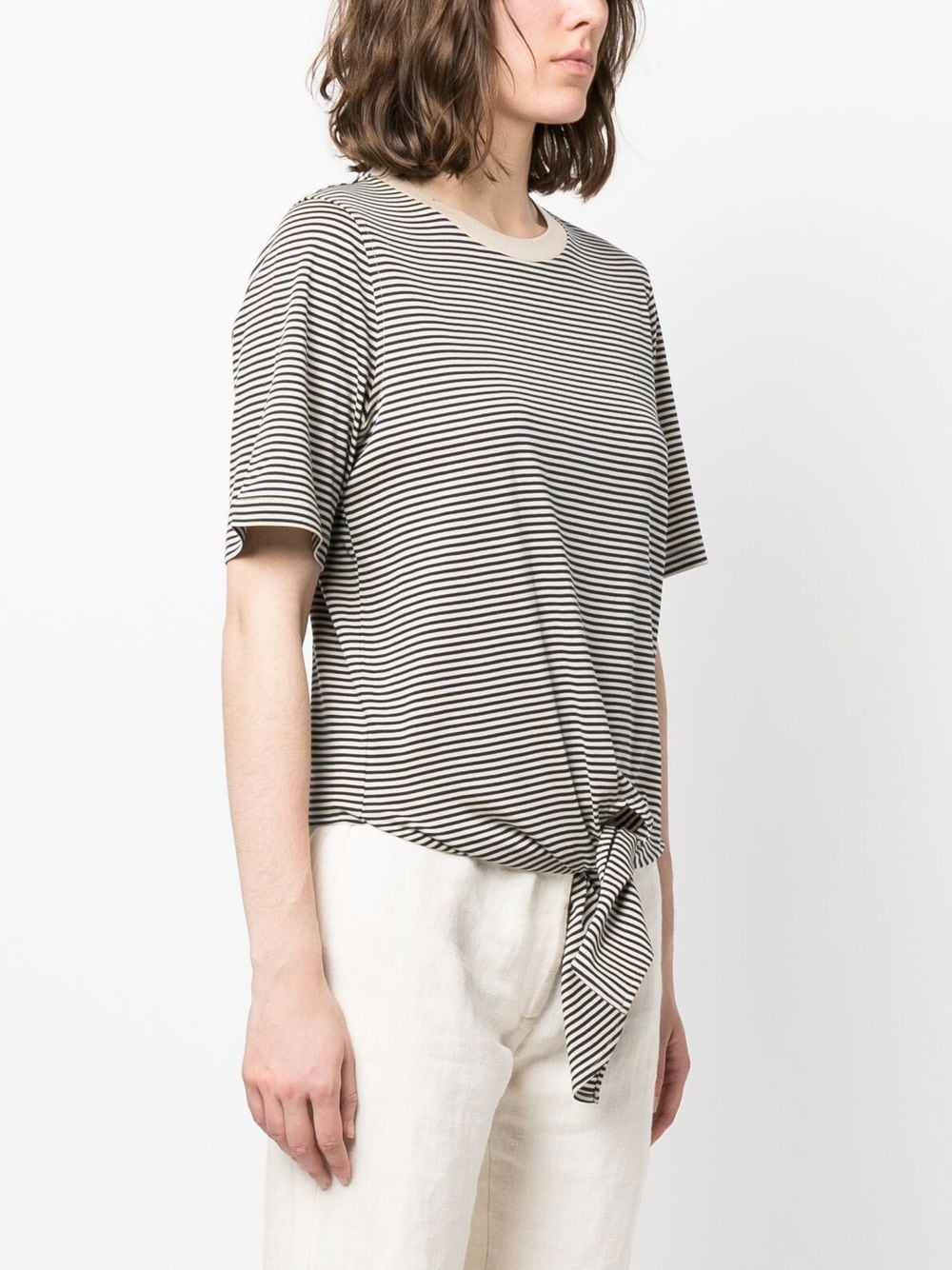 Shop Fay Knot Detailing Striped T-shirt In Blue