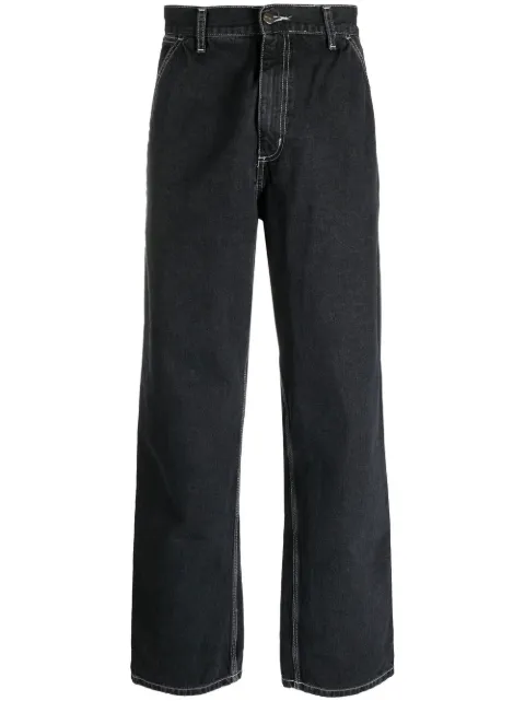 contrast stitching straight-leg trousers