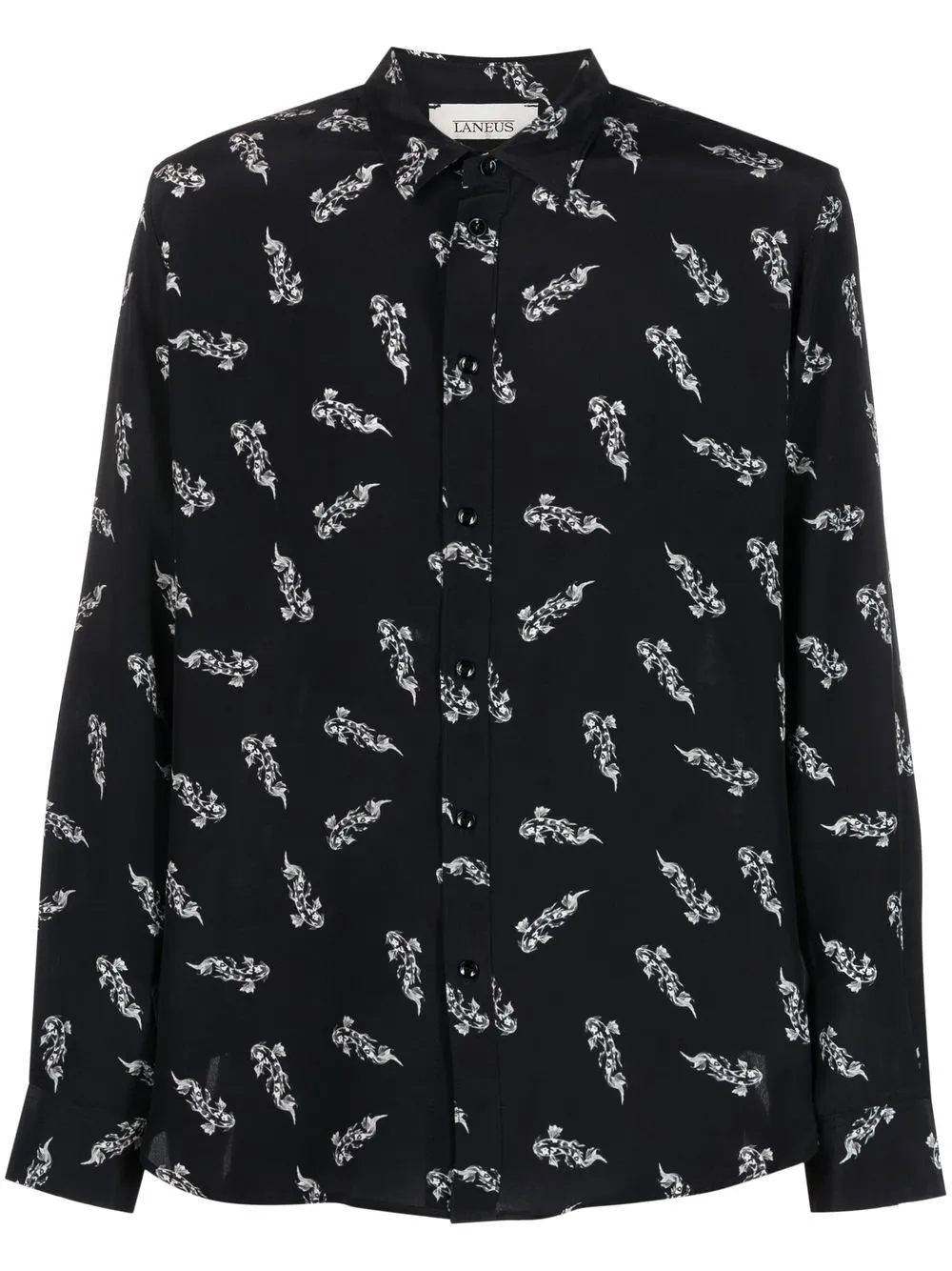 

Laneus graphic-print silk shirt - Black