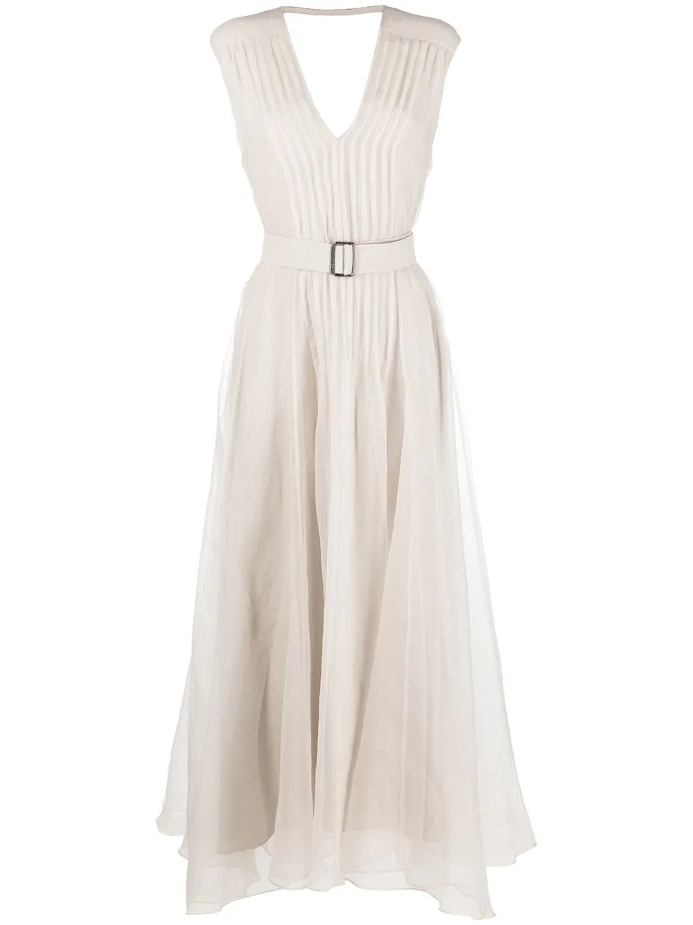 

Brunello Cucinelli pleat-detail V-neck dress - Neutrals