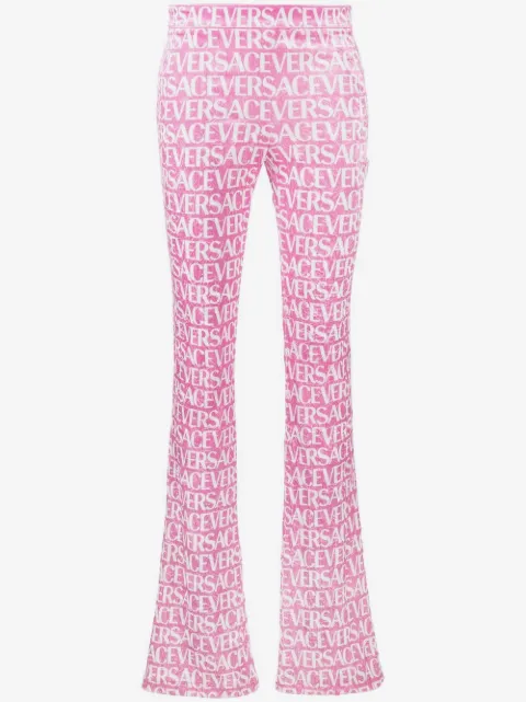 Versace logo-print flared trousers
