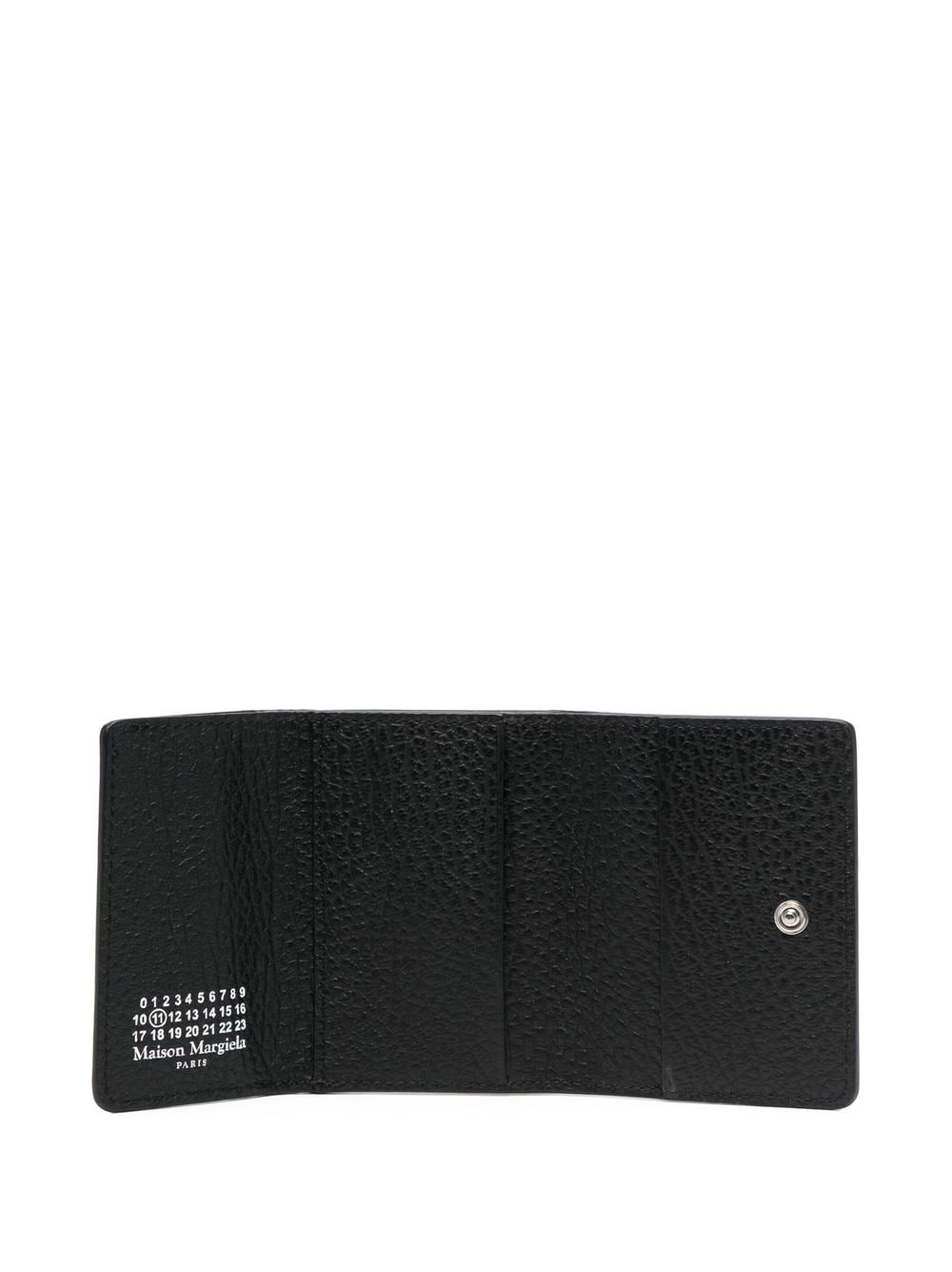 Shop Maison Margiela Four-stich Tri-fold Leather Wallet In Schwarz