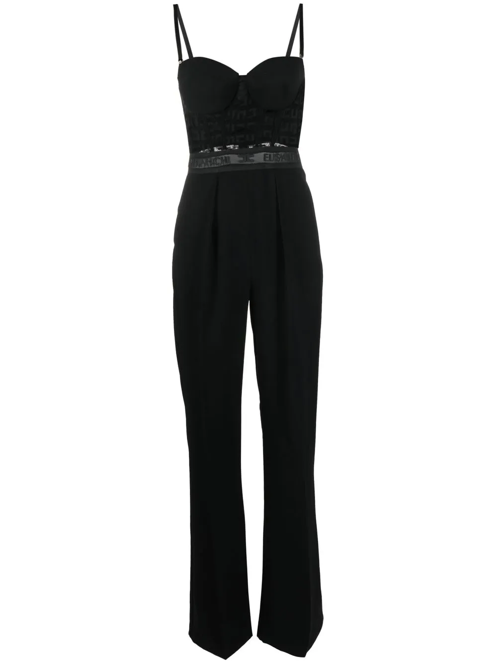 

Elisabetta Franchi sheer-panel sleeveless jumpsuit - Black