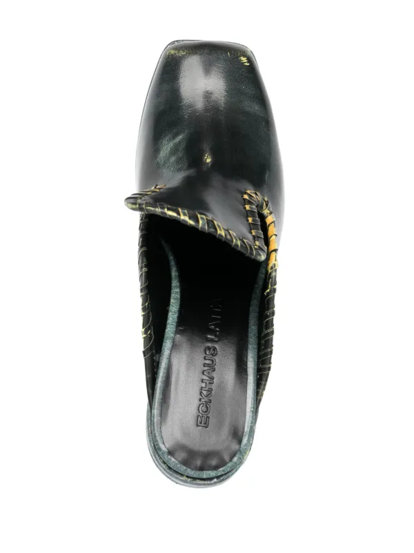 Eckhaus Latta 75mm square-toe Leather Mules | Black | FARFETCH