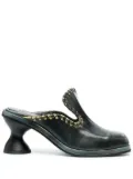 Eckhaus Latta 75mm square-toe leather mules - Black