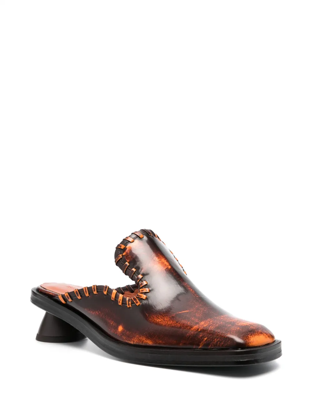 Eckhaus Latta distressed-effect 50mm leather mules - Bruin
