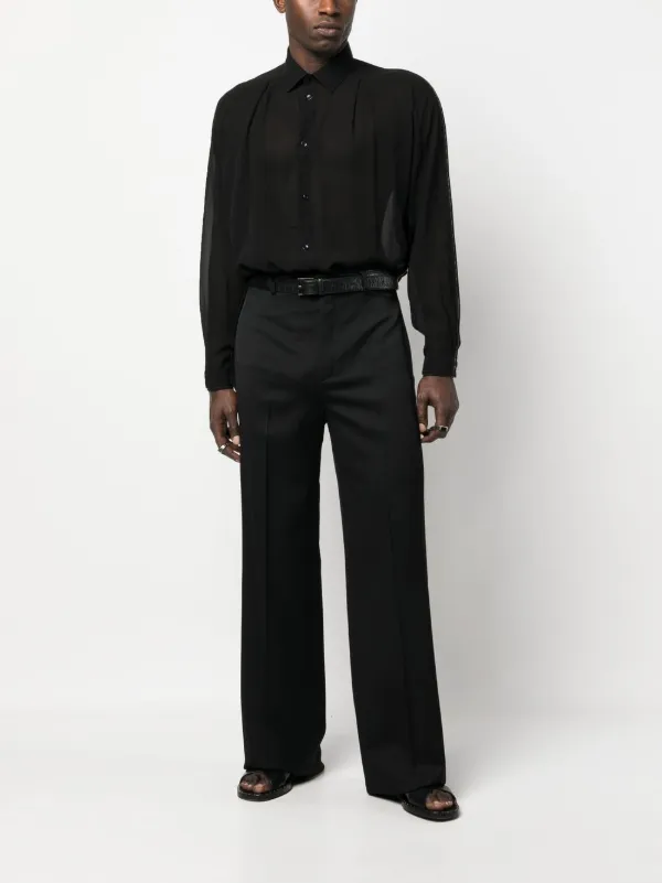 Saint Laurent semi-sheer long-sleeve Silk Shirt - Farfetch