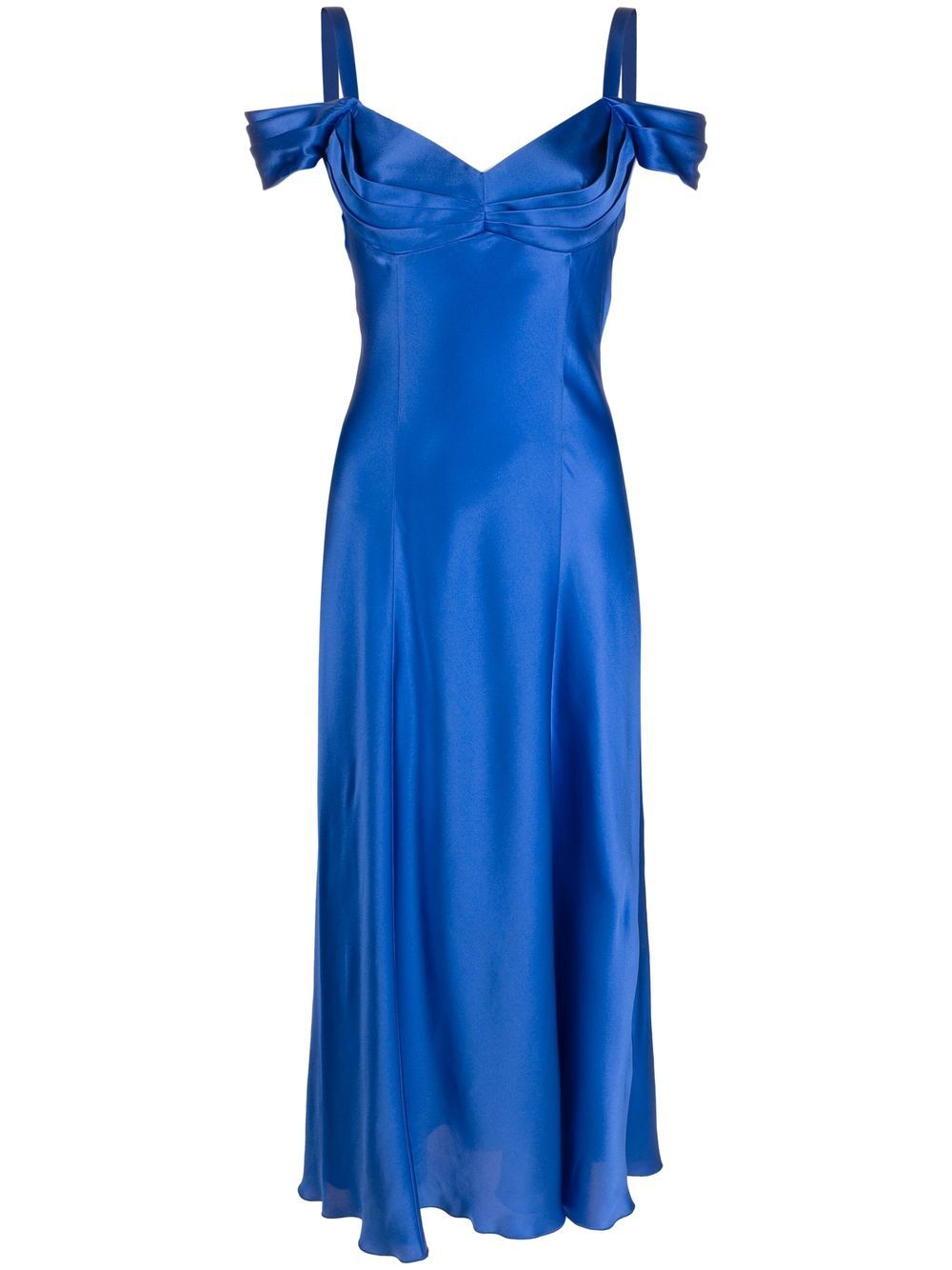 Shop Alberta Ferretti Cold-shoulder Silk Midi Dress In Blau