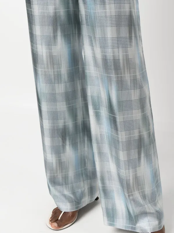 Giorgio Armani チェック シルクパンツ | ブルー | FARFETCH JP