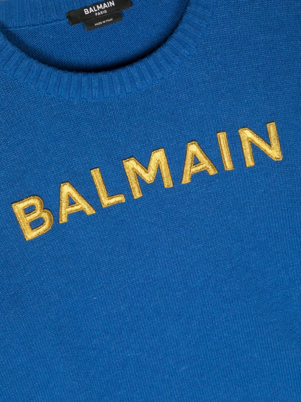 BALMAIN EMBROIDERED-LOGO CREW-NECK JUMPER 