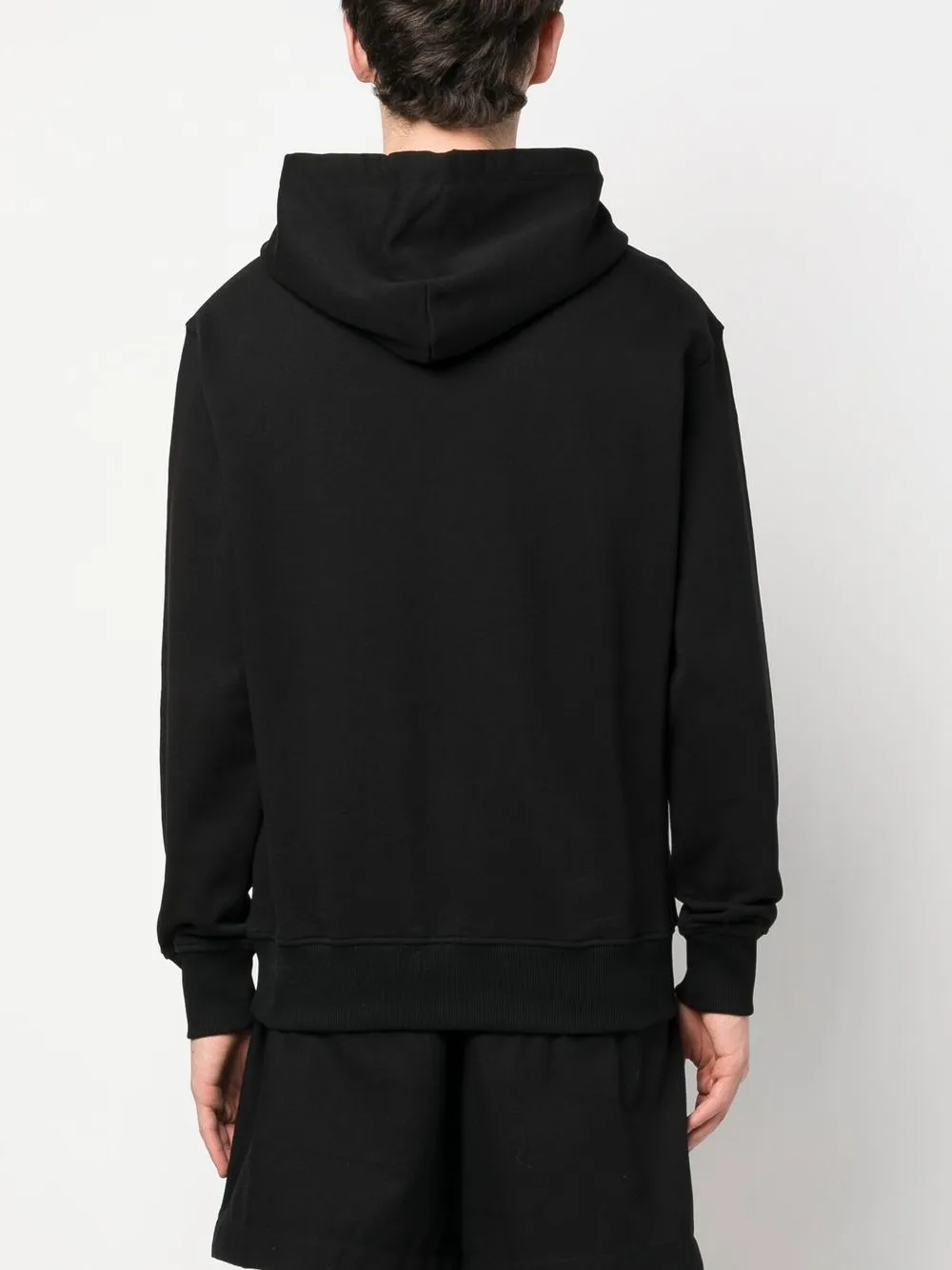 Shop Versace Jeans Couture Logo-print Cotton Hoodie In Schwarz