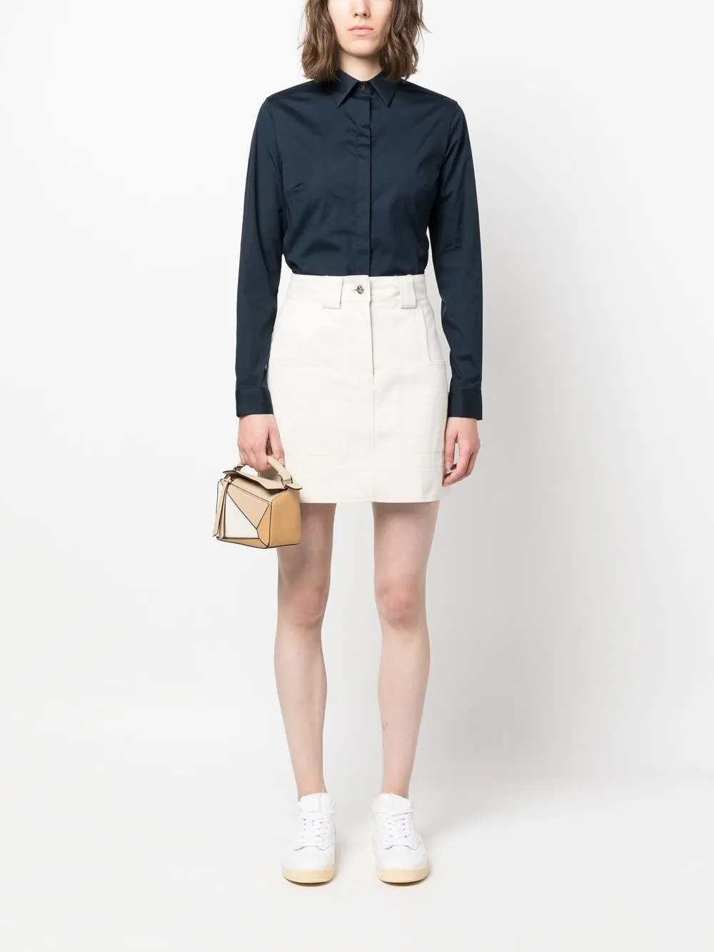 Fay Getailleerde blouse - Blauw