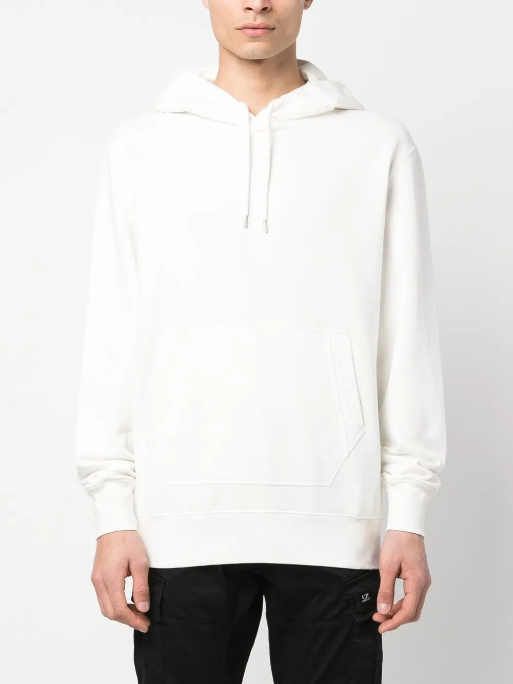 C.p. Company Spray-paint Effect Cotton Hoodie In Weiss