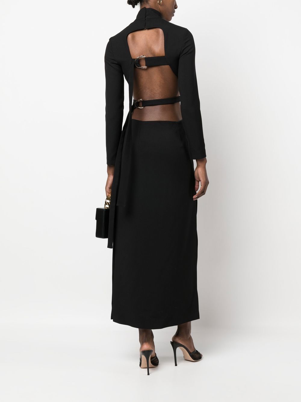 Shop V:pm Atelier Cut-out Back High-neck Dress In Black