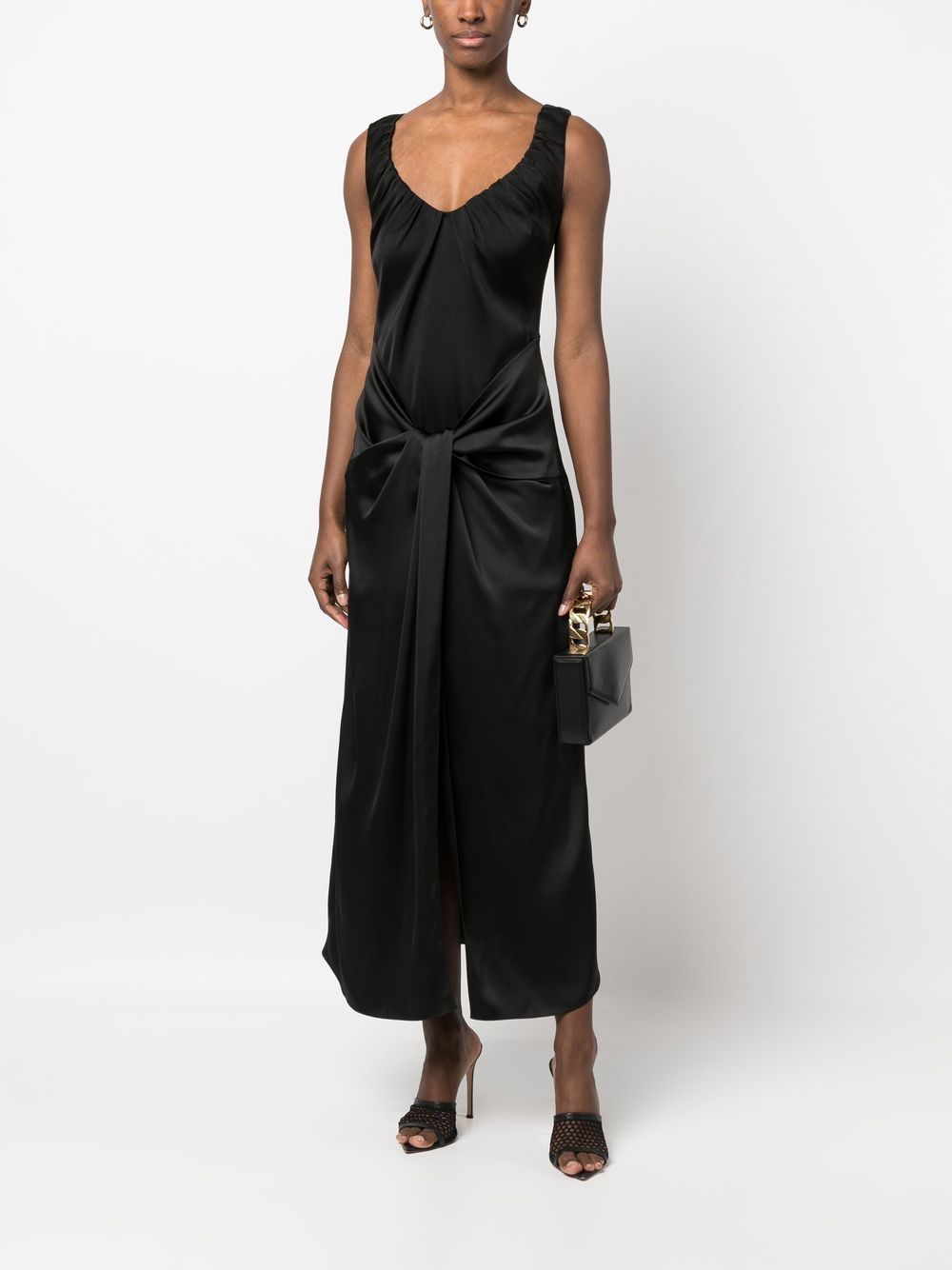 Shop V:pm Atelier Knot-detail Sleeveless Dress In Black