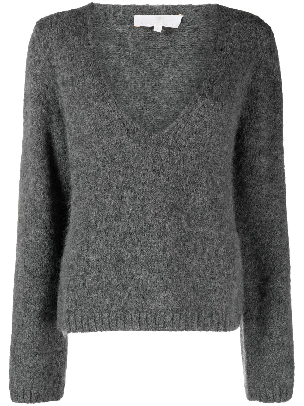Ami Amalia Mélange-effect U-neck Sweatshirt In Grey
