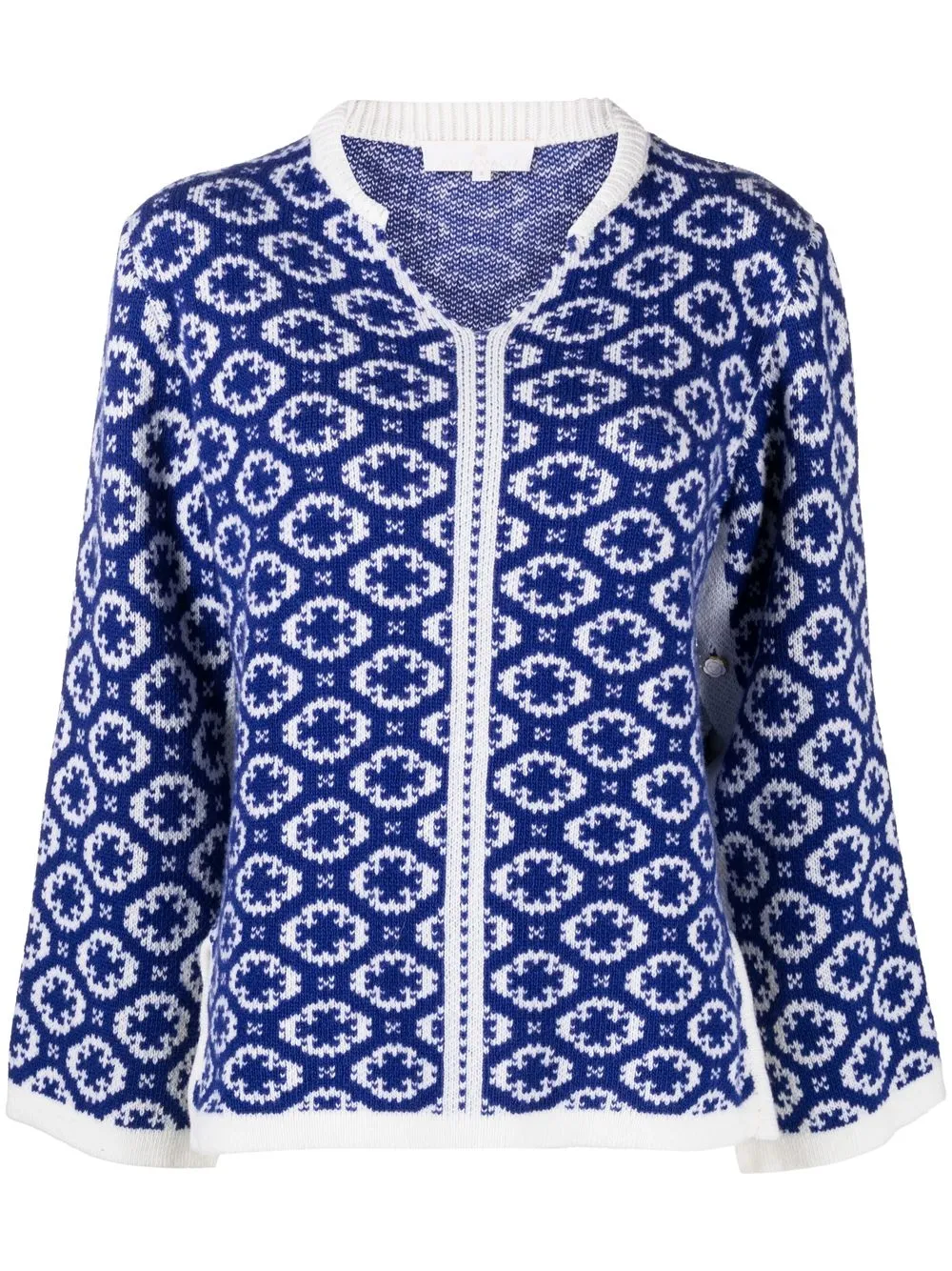 Ami Amalia Geometric-pattern Sweatshirt In Blue