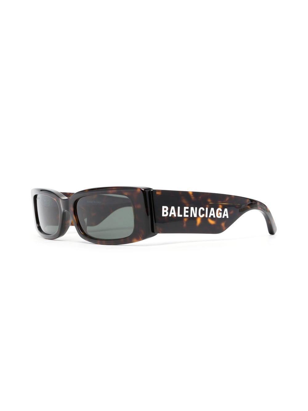 Shop Balenciaga Logo-print Arm Detail Sunglasses In Braun