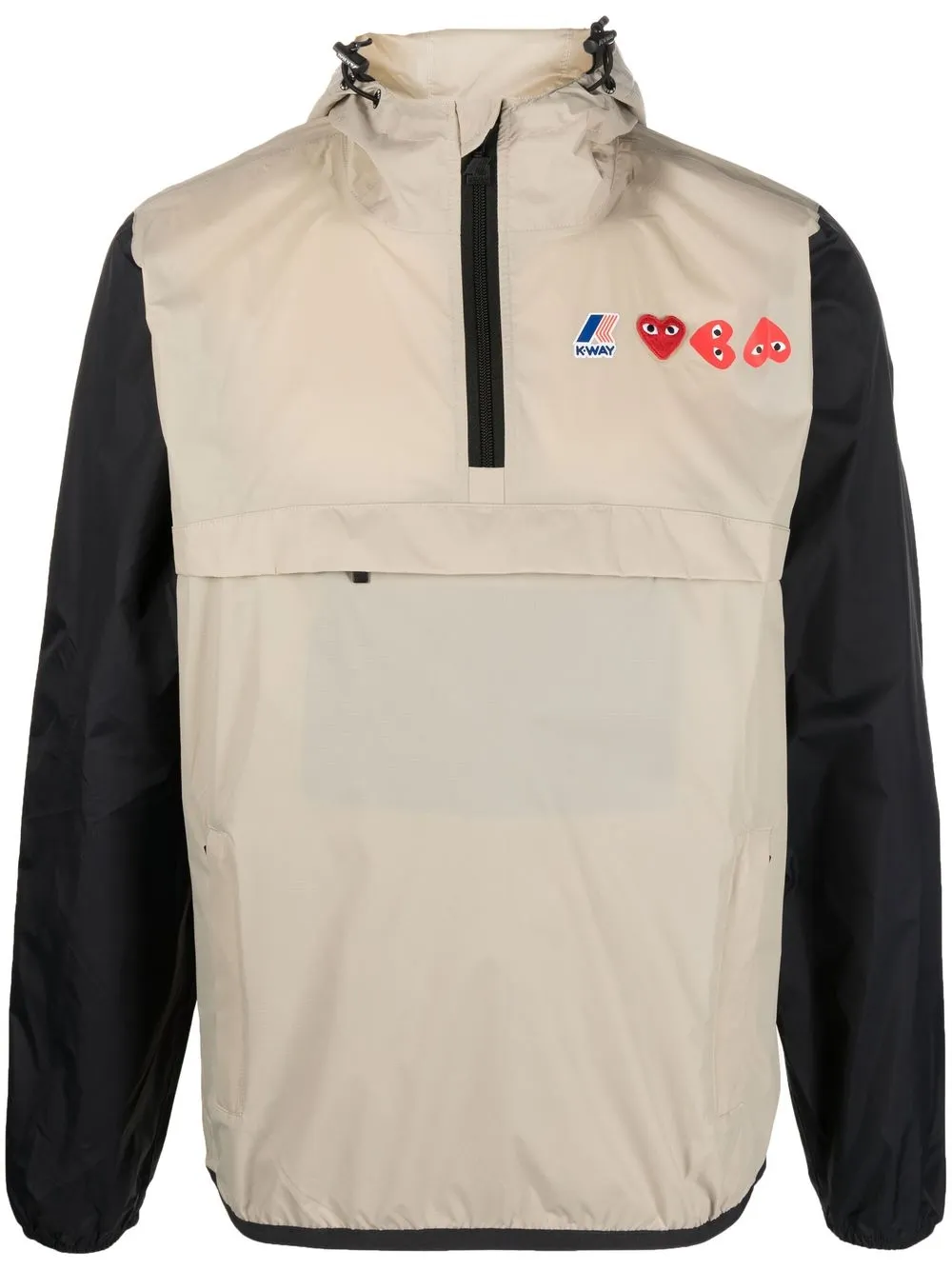 Comme Des Garçons Play Logoembroidered Halfzip Rain Jacket In Nude
