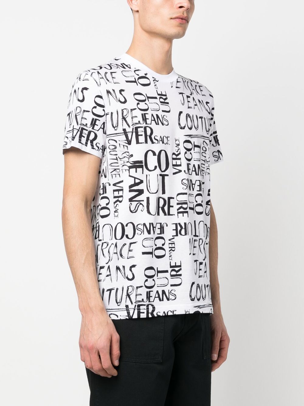 Shop Versace Jeans Couture Logo Lettering T-shirt In Weiss