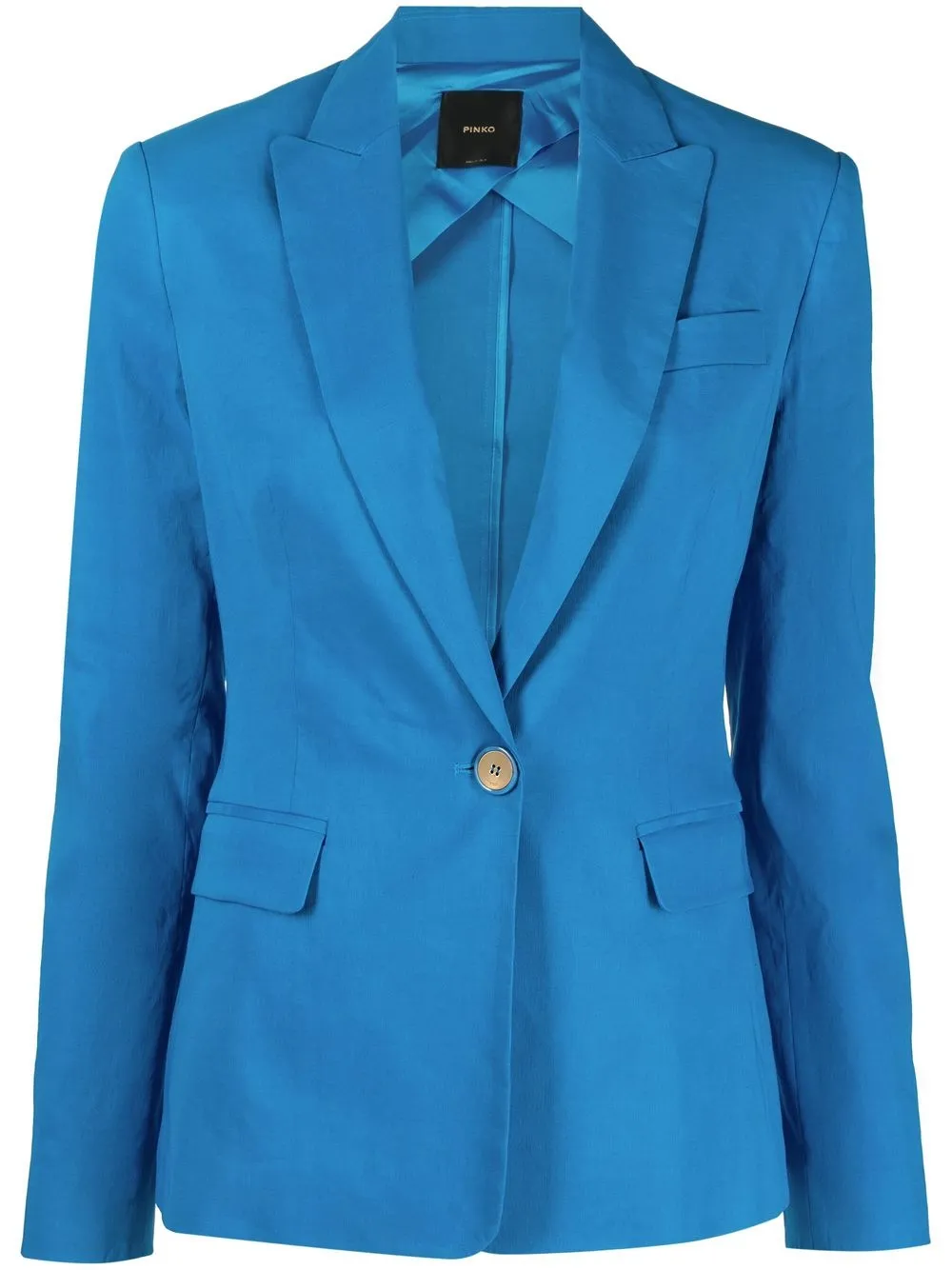 

PINKO peak lapel linen-blend blazer - Blue