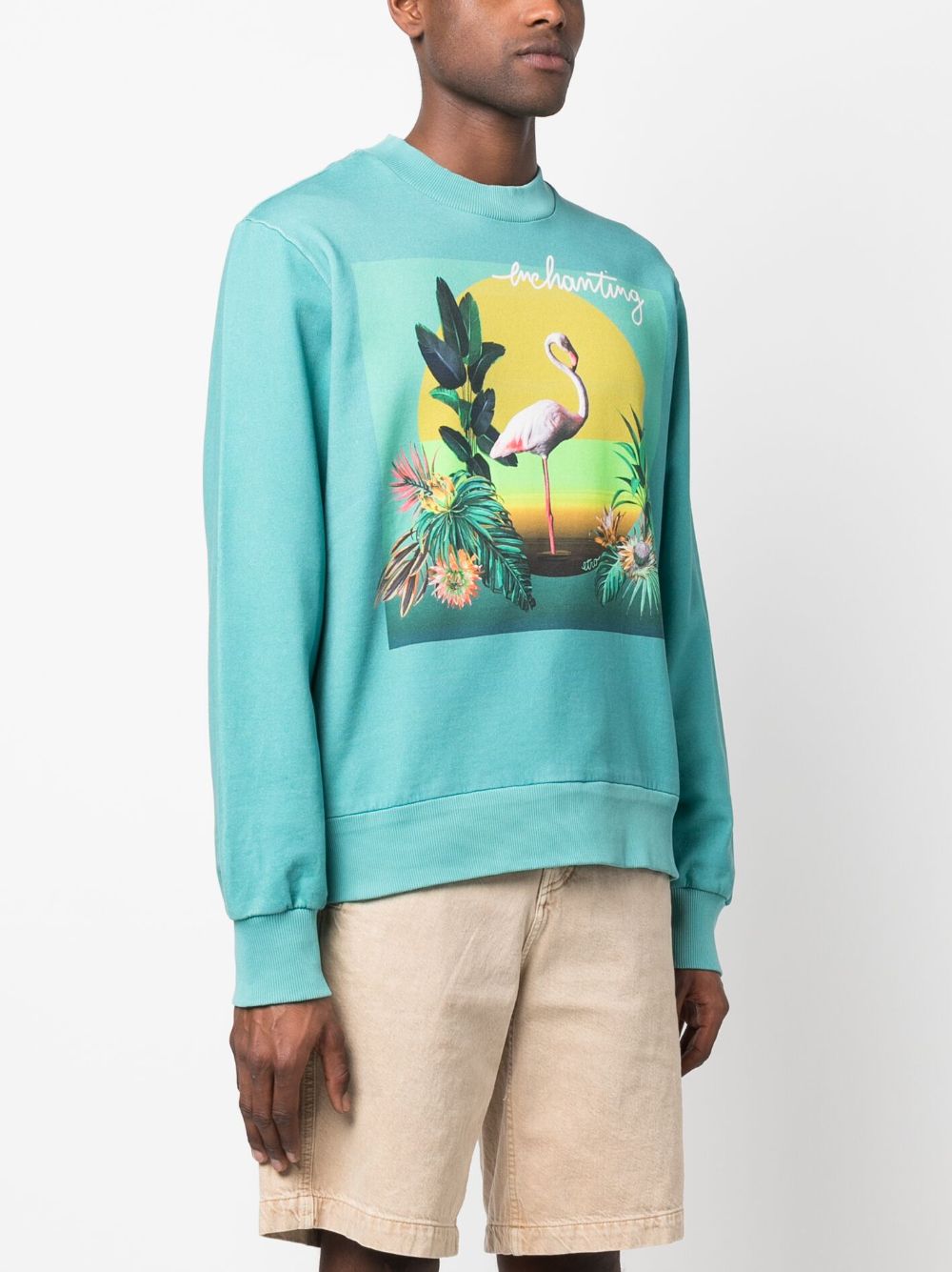 Shop Etro Graphic-print Cotton Sweatshirt In Blau