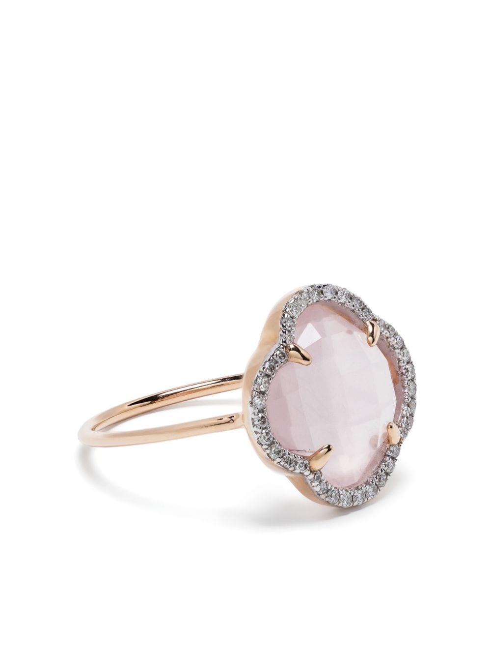 18kt rose gold Victoria pink quartz diamond ring