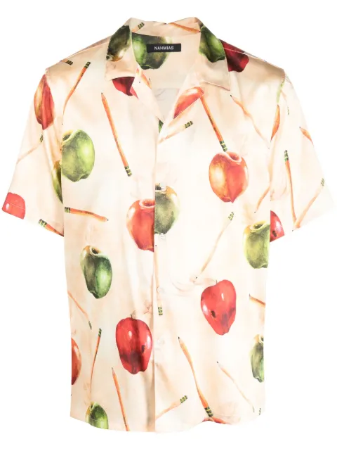 Nahmias camisa con manzanas estampadas 
