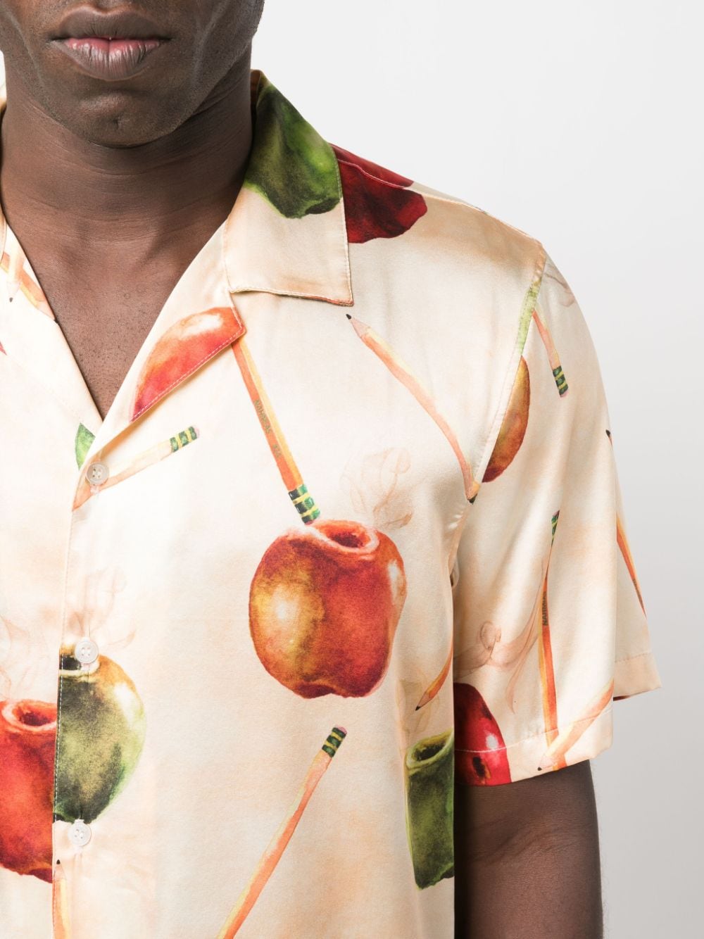 Shop Nahmias Apple-motif Silk Shirt In Nude
