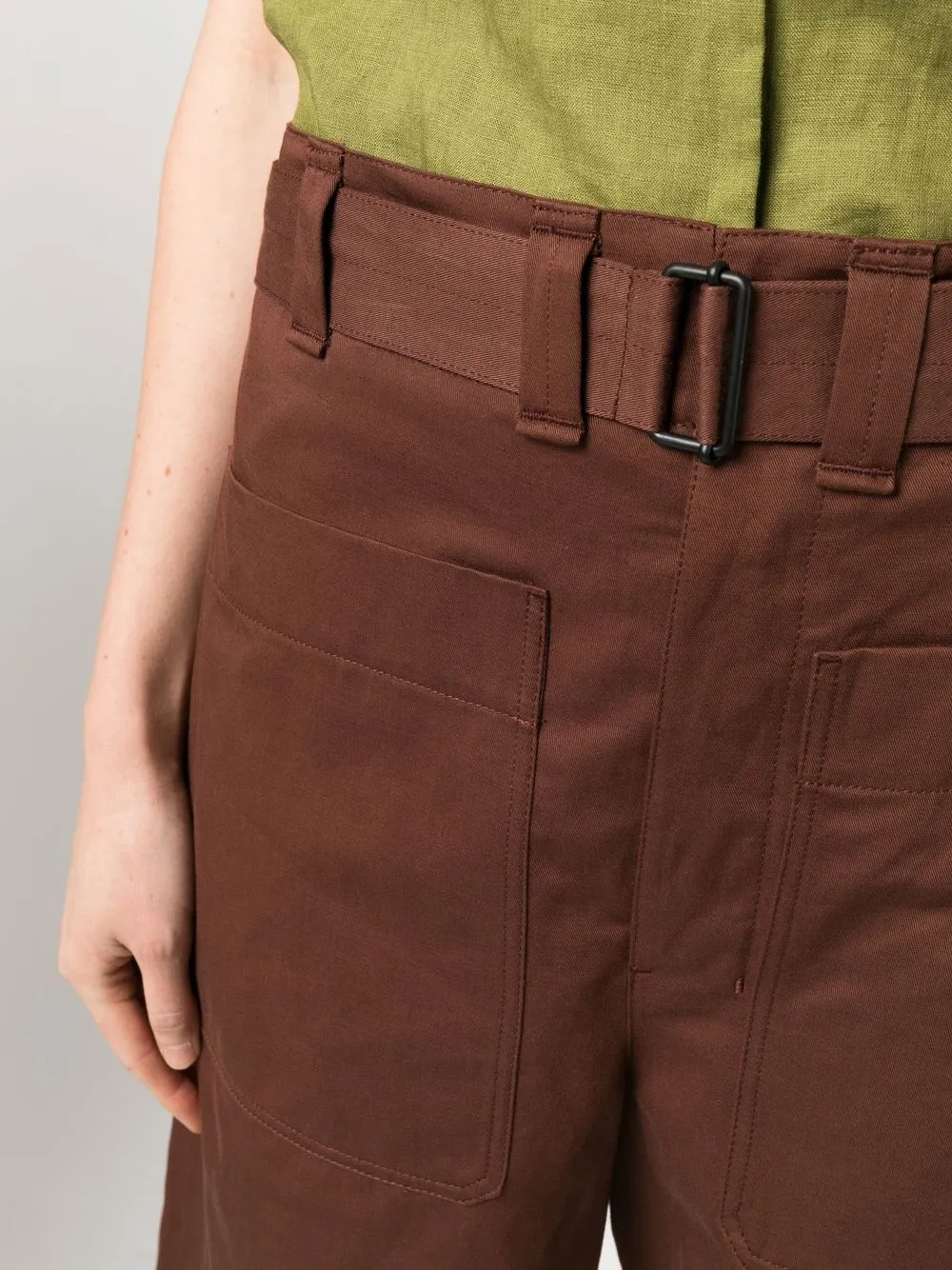 Shop Lemaire Wide-leg Cotton-linen Trousers In Braun