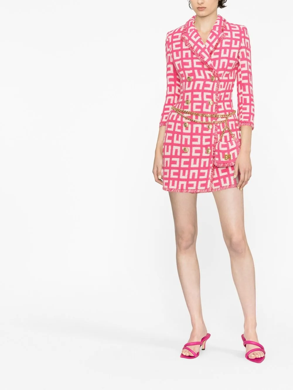 Elisabetta Franchi Tweed blazerjurk - Roze