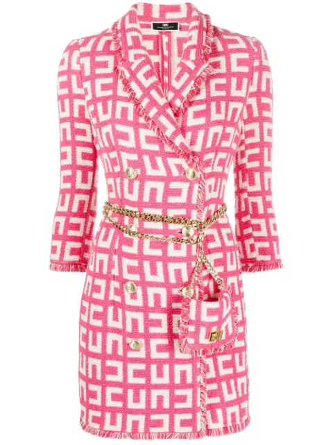 Elisabetta Franchi - monogram-print tweed blazer dress