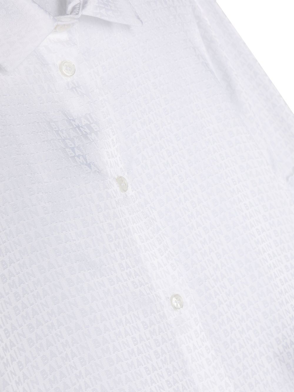 Shop Balmain Monogram-jacquard Longsleeved Shirt In White