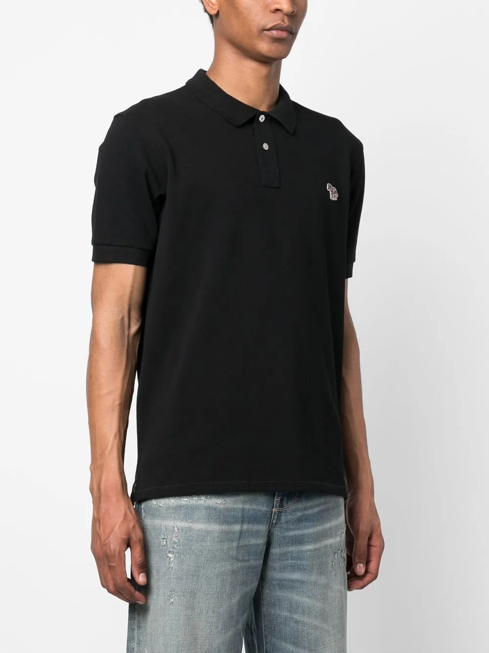 Shop Ps By Paul Smith Zebra-motif Polo Shirt In 黑色